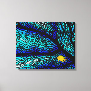 sea fans diving coral stained glass canvas print