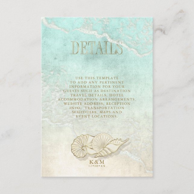 Sea Foam Beach Wedding Details ID837 Enclosure Card (Front)