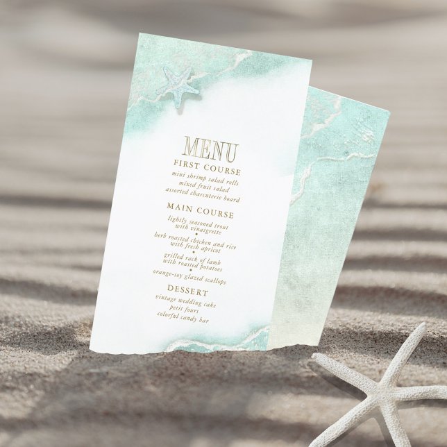 Sea Foam Beach Wedding Menu V2 ID837 (Creator Uploaded)
