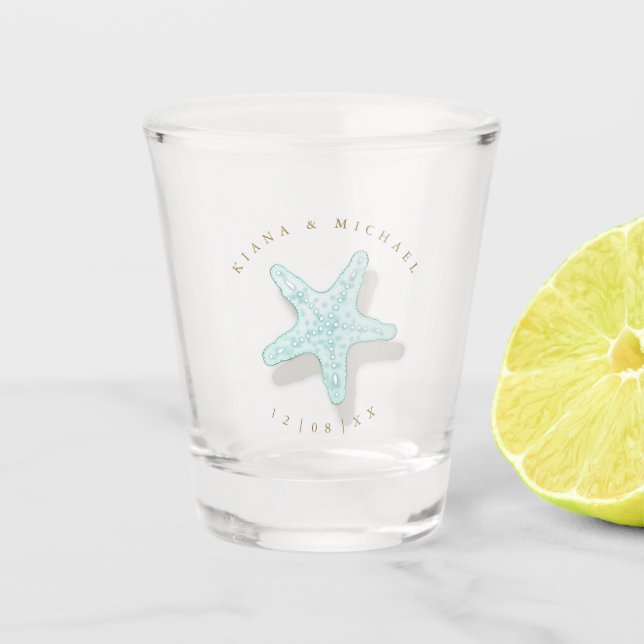 Sea Foam Beach Wedding Starfish ID837 Shot Glass (Front)