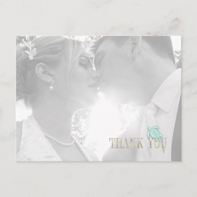 Sea Foam Beach Wedding Thank You ID837 Announcement Postcard (Front)