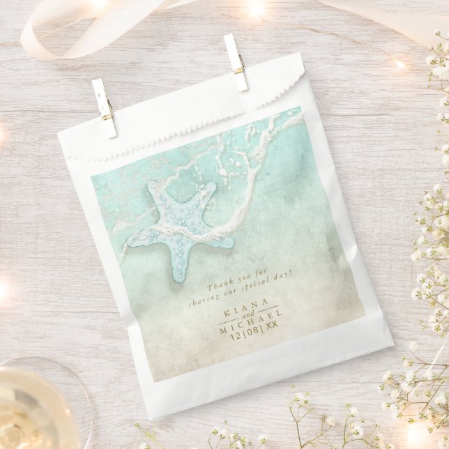 Sea Foam Beach Wedding Thank You V2 ID837 Favour Bags (Clipped)