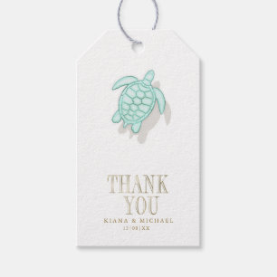 Sea Foam Beach Wedding Turtle ID837 Gift Tags
