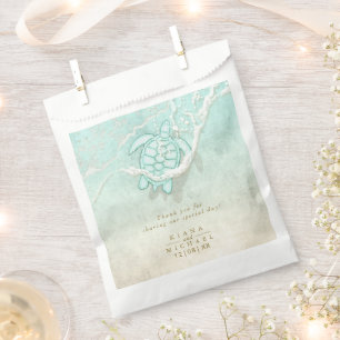 Sea Foam Beach Wedding Turtle Thank You ID837 Favour Bags