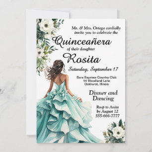 Sea Foam Blue Quinceanera Invitation