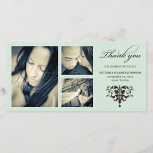 SEA FOAM FORMAL COLLAGE WEDDING THANK YOU CARD