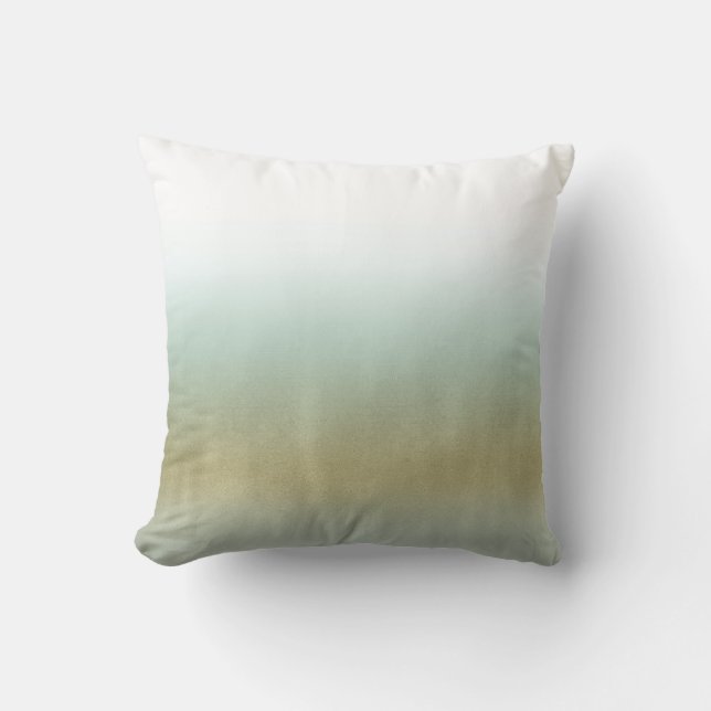 Sea Foam Gold White Elegant Beach Modern Wedding Cushion (Front)