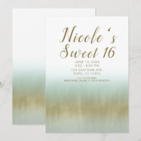 Sea Foam Gold White Elegant Beach Sweet 16