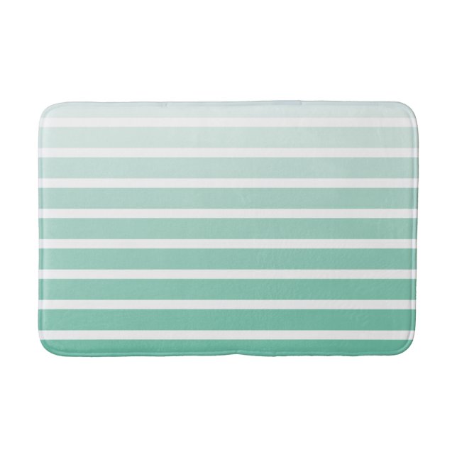 Sea Foam Green Stripe Shades Bath Mat (Front)