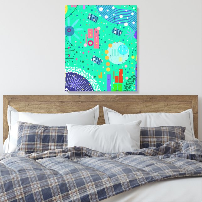 Sea Foam Summer: Abstract Art  Canvas Print (Insitu(Bedroom))