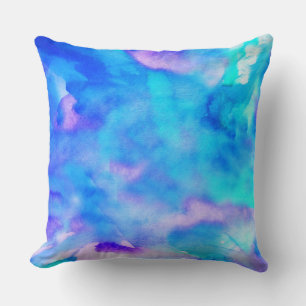 SEA FOAM WATERCOLOR Retro DESIGN Throw Pillow
