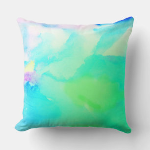 SEA FOAM WATERCOLOR Retro DESIGN Throw Pillow