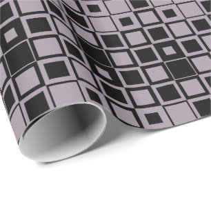 Sea Fog Purple/Black Square Inside Square Wrapping Paper