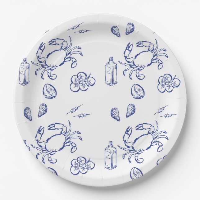 Sea Food Minimalism Paper Plate (Front)