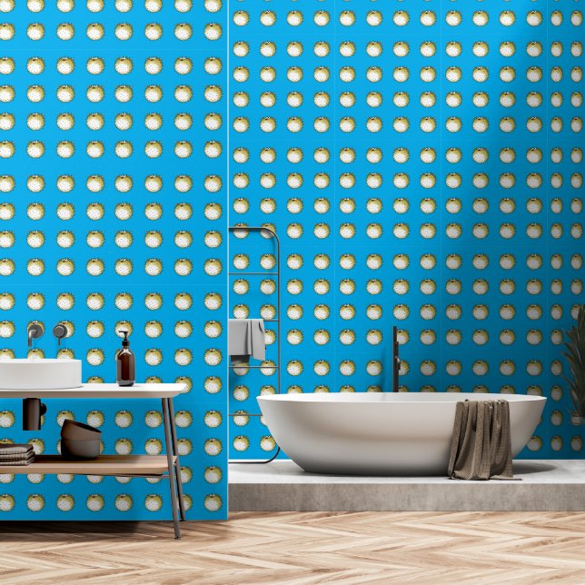 sea funny puffer fish pattern wallpaper (Bathroom)
