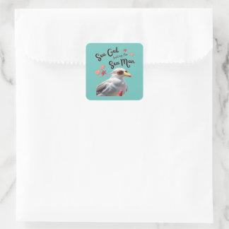 Sea Gal Looking For Sea Man Square Sticker