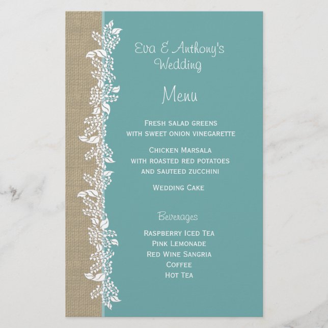 Sea Garland Teal Menu (Front)