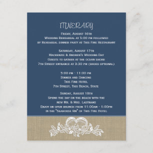 Sea Garland Tropical Beach Wedding Itinerary Blue Enclosure Card