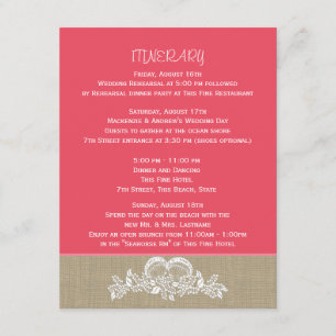 Sea Garland Tropical Beach Wedding Itinerary Invitation