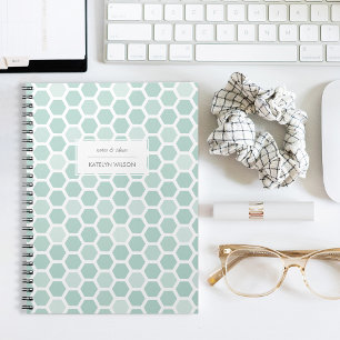 Sea Geo Hexagon Pattern Spiral Notebook