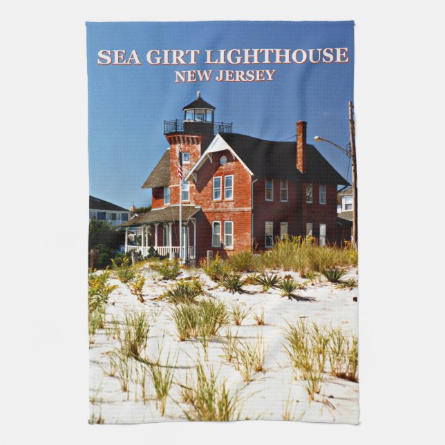 Sea Girt Lighthouse, New Jersey Tea Towel (Vertical)