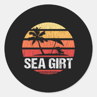 Sea Girt Nj Distressed Beach Classic Round Sticker