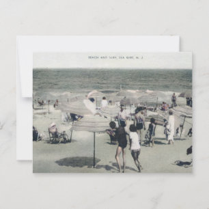 Sea Girt NJ Surf and Beach Vintage Postcard