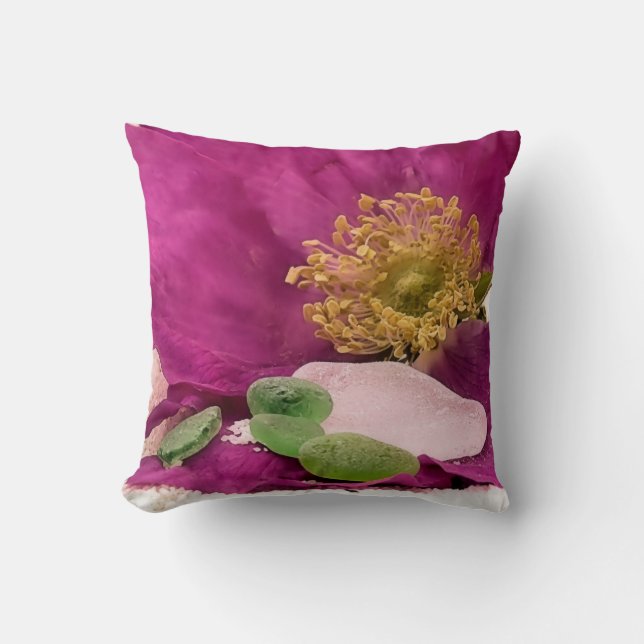 Sea glass and beach rose - pillow (Front)