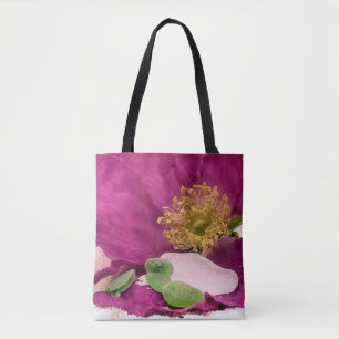 Sea glass and beach rose - tote bag