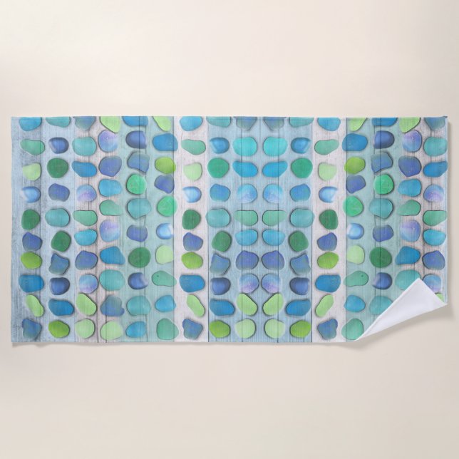 Sea Glass and Driftwood Beach Towel (Front)