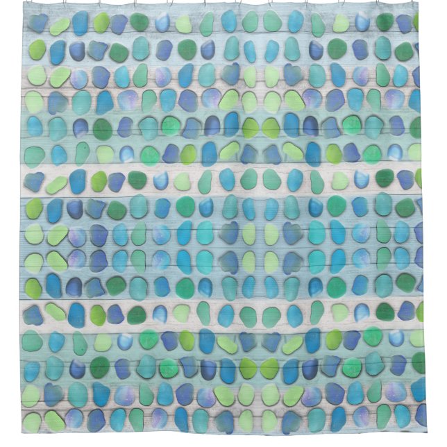 Sea Glass and Driftwood Shower Curtain (Front)