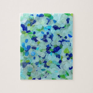 Sea glass aqua and blue photo jigsaw puzzle