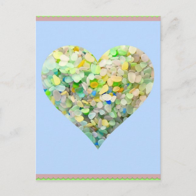 Sea Glass Aqua Heart Postcard (Front)