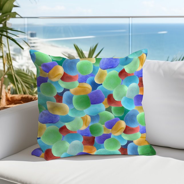 Sea Glass Beach Coastal Summer Cushion (Creator Uploaded)