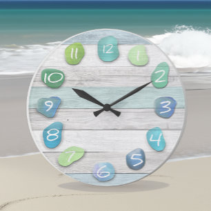 Sea Glass Beach Driftwood Large Clock