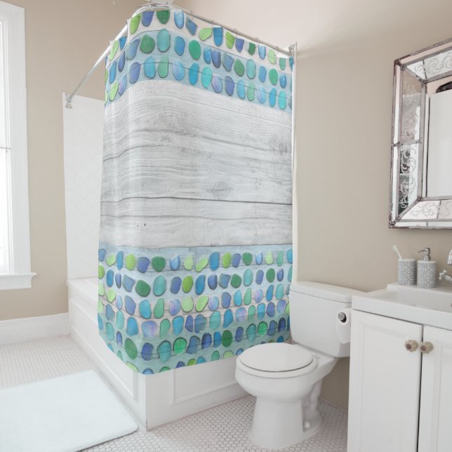 Sea Glass Beach Driftwood Shower Curtain (In Situ)