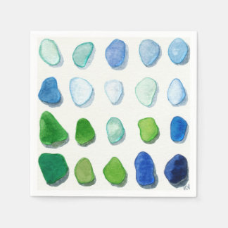 Sea glass, beach glass art napkins