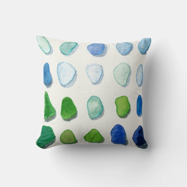Sea glass, beach glass art painting square pillow (Front)