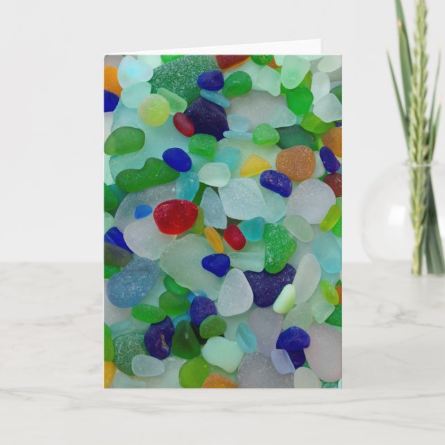 Sea glass, beach glass art photo greeting card (Front)