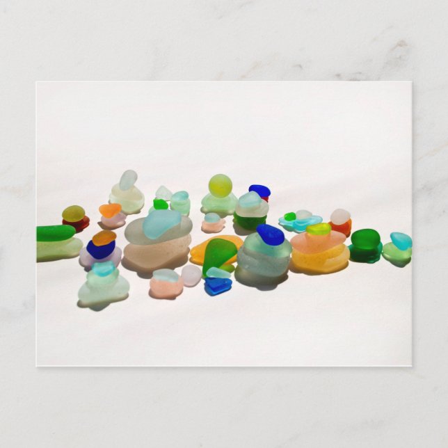 Sea glass, beach glass bright rainbow post card (Front)