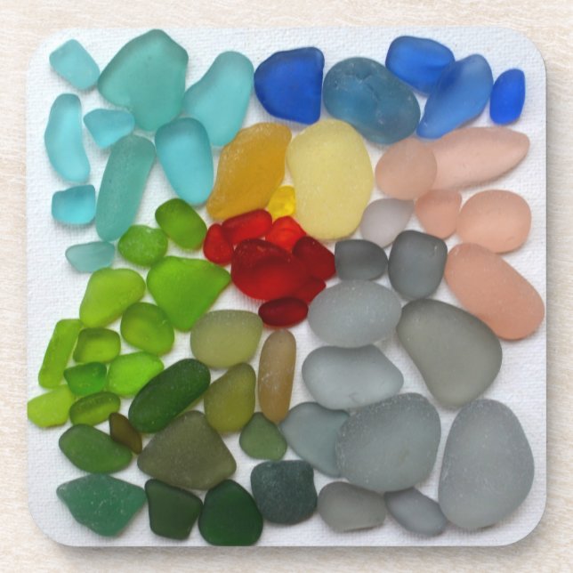 Sea glass, beach glass photo coasters (Front)