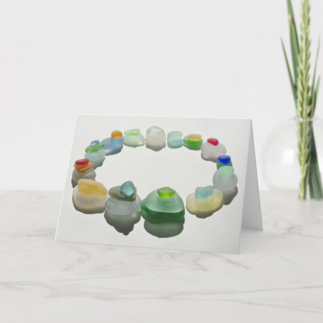 Sea glass, beach glass, rare colours, blank card (Front)