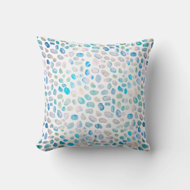 Sea Glass Beach Throw Pillow (Front)