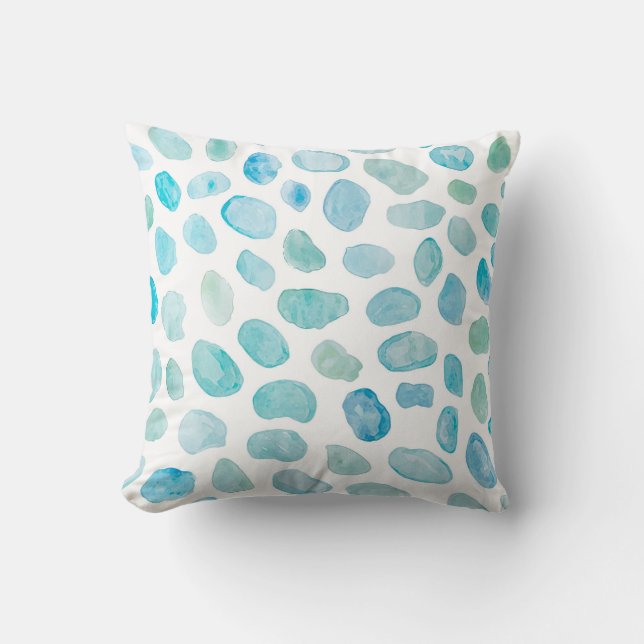 Sea Glass Beach Throw Pillow (Front)