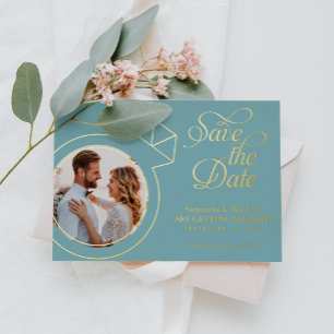 Sea Glass Blue Photo Wedding Save The Date