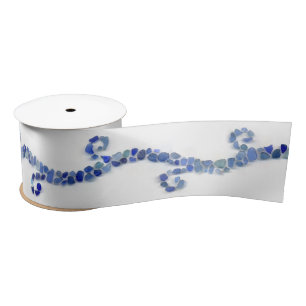 Sea glass - blue waves satin ribbon