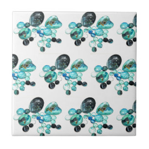 Sea glass colors flowers and bling  tile