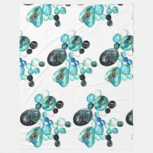Sea glass colours flowers and bling fleece blanket