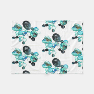 Sea glass colours flowers and bling fleece blanket