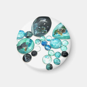 Sea glass colours flowers and bling magnet